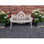 Good quality decorative cast iron garden bench in the Pierce of Wexford style {95 cm H x 118 cm W