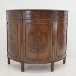 19thC Adams style mahogany Demi lune side cabinet. {93cm H x 106cm W x 45cm D}