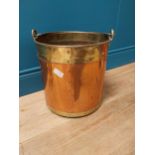 Good quality early 20th C. brass and copper log bucket {32 cm H x 36 cm Dia.}.