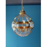 Exceptional quality brass globe lantern {Lantern: 52cm H x 40cm Dia. / Drop: 100cm chain}