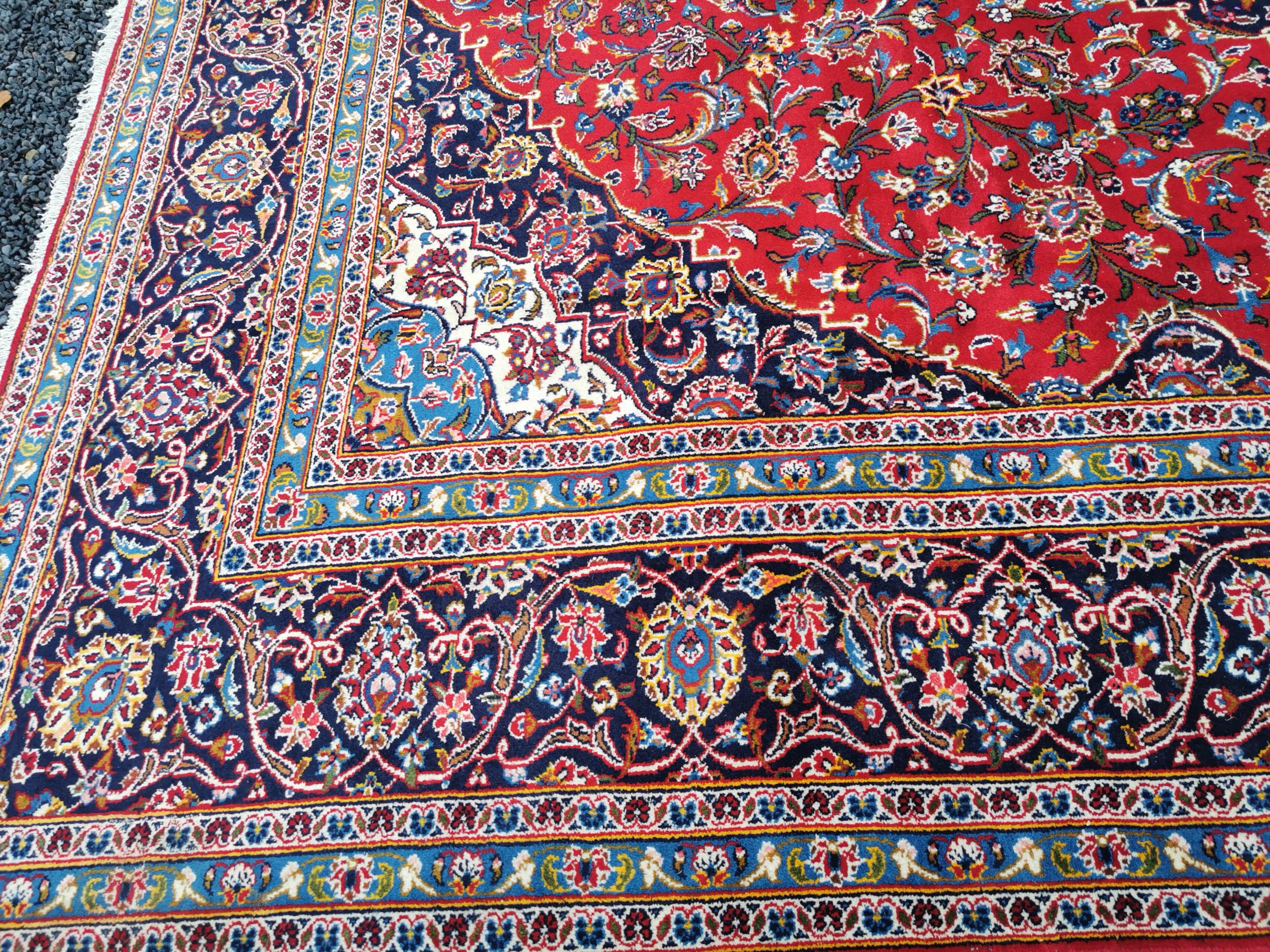 Good quality hand knotted Persian carpet square {342 cm L x 243 cm W}. - Image 5 of 7