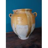 Rare 19th C. glazed terracotta confit pot {31 cm H x 30 cm W x 27 cm D}.