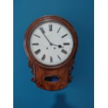 William IV rosewood wall clock with painted dial {60 cm H x 42 cm W x 16 cm D}.