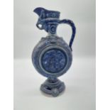 19th C. German decorative hand painted stoneware jug {35 cm H x 18 cm D}.