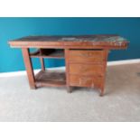 1950s pine work bench/kitchen island {82 cm H x 154 cm W x 60 cm D}.