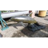 Good quality bronze model of a Dolphin {67 cm H x 147 cm W x 53 cm D}.