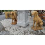 Pair of moulded sandstone models of Seated Dogs {75 cm H x 45 cm W x 30 cm D}.
