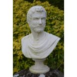 Stone bust of a Romans gentleman {65 cm H x 45 cm W}.