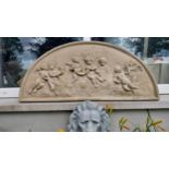 Composition wall panel decorated with Cherubs {113 cm H x 50 cm W x 5 cm D}.