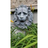 19th C. lead Lions mask wall plaque {40 cm H x 33 cm W }.