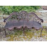 Cast aluminium garden bench in the Coalbrookdale style {H 80cm x W 125cm x D 50cm}