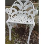 Cast aluminium fern leaf garden armchair {H 71cm x W 56cm x D 36cm}