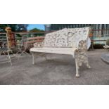 Good quality cast iron garden bench with nasturtium design Coalbrookdale style {89 cm H x 135 cm W x