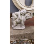 Moulded stone model of an Oriental Elephant and boy {49 cm H x 59 cm W x 25 cm D}