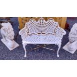 Good quality decorative cast iron two seater garden bench {75 cm H x 100 cm W x 52 cm D}.