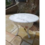 Cast iron garden table with marble top {H 72cm x Dia 90cm}