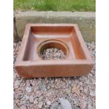 19th C. salt glazed terracotta drain gulley {H 13cm x W 31cm x D 31cm }