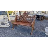 Good quality French cast iron two seater garden bench {95 cm H x 117 cm W x 60 cm D},
