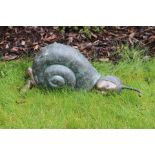 Bronze garden model of baby Snail {H 24cm x W 56cm x D 17cm }