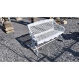 Good quality painted aluminium two seater garden bench {72 cm H x 100 cm W x 58 cm D}.