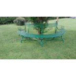Exceptional quality hand forged wrought iron Arras style tree bench of large proportions {90 cm H