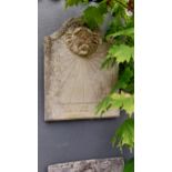 Composition wall sun dial decorated with Lions mask {48 cm H x 33 cm D}.