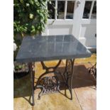 Cast iron singer sewing base with slate top {H 76cm x W 66cm x D 54cm}