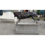 Exceptional quality contemporary bronze sculpture of a Bull {47 cm H x 100 cm W x 22 cm D}.