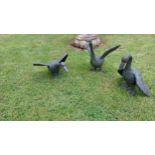 Exceptional quality set of three bronze Ducks {41 cm H x 44 cm W x 46 cm D, 30 cm H x 42 cm W x 57