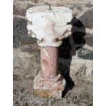 Hand carved marble column {H 47cm x W 20cm x D 15cm }