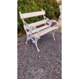 Pair of 19th C. cast iron garden chair with bramble design and wooden lats seat