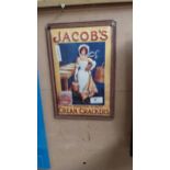 Jacob's Cream Crackers tin plate advertising sign. {30 cm H x 20 cm W}.
