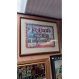 Redford's Celebrated Tobacco framed advertising print {57cm H X 71cm W}.