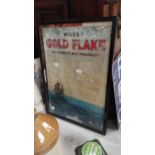 Wills's Gold Flake framed advertising print. {74 cm H x 53 cm W}.