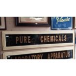 Pure Chemicals painted glass sign in wooden frame. This is similar to sign on old Lennox Chemicals