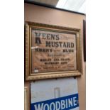 Keen's Mustard Oxford Blue framed advertising print. {63 cm H x 73 cm W}.