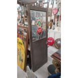 1960's mahogany pub door with glass panel. {190 cm H x 76 cm W}.