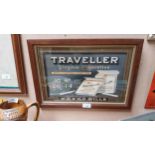 Traveller Virginia Cigarettes framed advertising showcard. {31 cm H x 44 cm W}.
