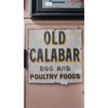 Old Calabar Dog and Poultry Foods enamel advertising sign. {32 cm H x 32 cm W}.