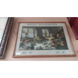 Wills's woodbine framed advertising showcard {38cm H x 53cm W}