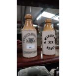 Two 19th C. stoneware ginger beer bottles - Ferris's Bottling Londonderry {20 cm H x 7 cm Dia.}