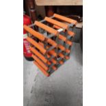 Wooden and metal table wine rack {40cm H x 33cm W X 23cm D}.