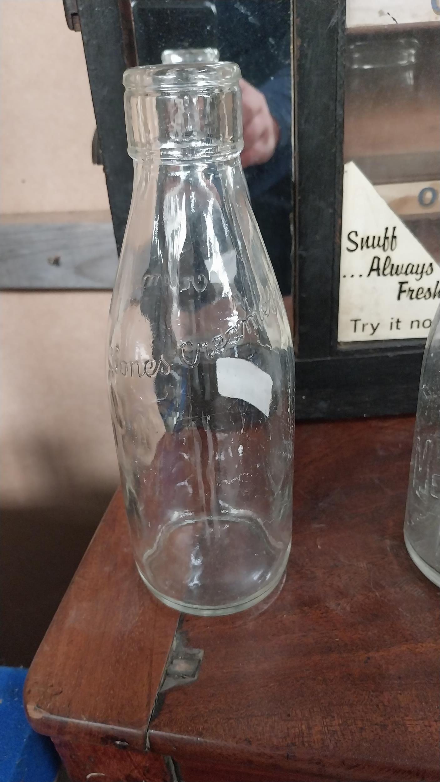 Clones Creamery glass milk bottle. {22 cm H x 8 cm Dia.} - Image 2 of 2