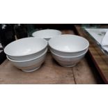 Set of six second period Belleek porridge bowls, Black stamp {8cm H x 15cm Dia.}