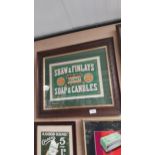 Shaw & Finlay's soap & candles Belfast framed advertising showcard {47cm H x 55cm W}.