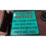 CS and WR Notice cast iron railway plaque. {29 cm H x 28 cm W}.