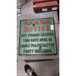 CS and WR Notice cast iron railway plaque. {29 cm H x 28 cm W}.