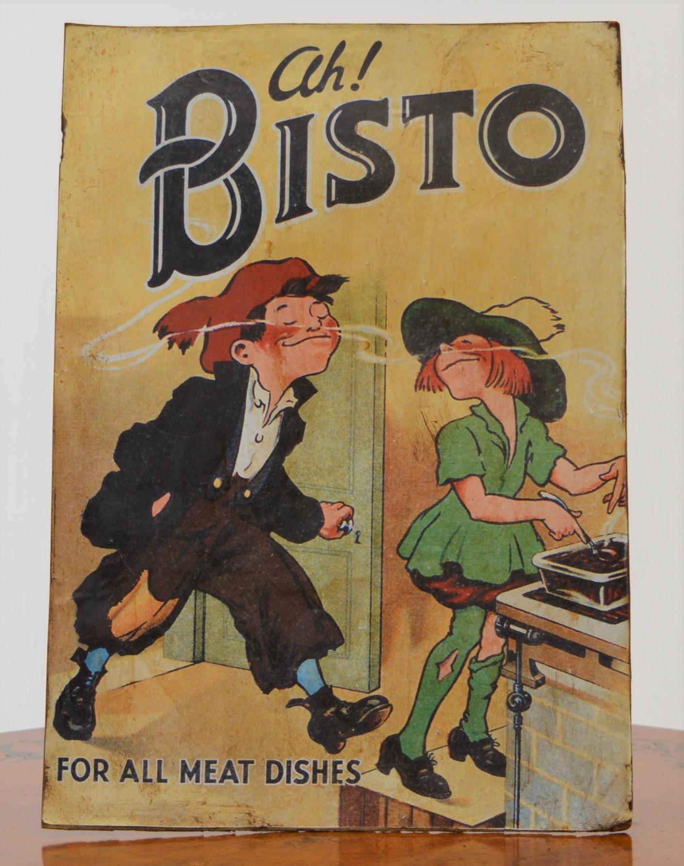 ah Bisto! For all meat dishes counter advertising sign {36 cm H x 25 cm W}.