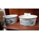 Three ceramic G W Plumtree Home Potted Meat pots. {4 cm H x 9 cm Dia.}.