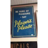 Original Be Sure Of Pleasure Say Player's Please tin advertising sign some damage. {87 cm H x